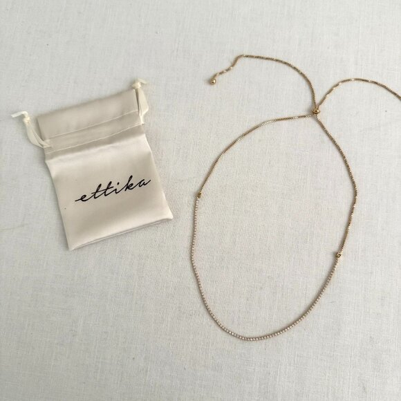 Ettika Adjustable Box Chain Choker Necklace Gold Tone 18k Plated Brass - Picture 7 of 7